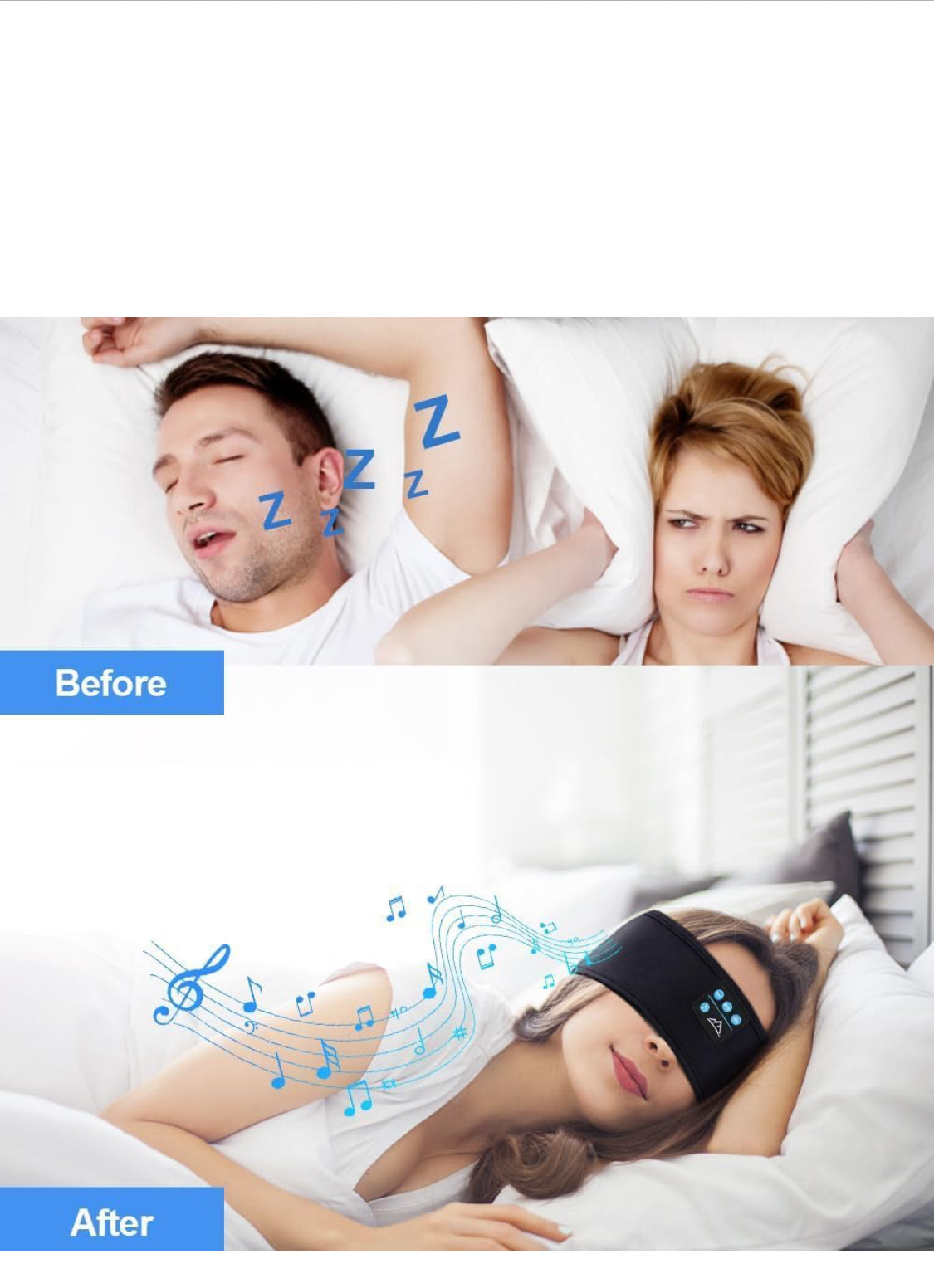 Bluetooth Sleep Headphones Headband - Wireless Music Sleep Mask witth HD Stereo Sound for Side Sleepers, Sports & Relaxation