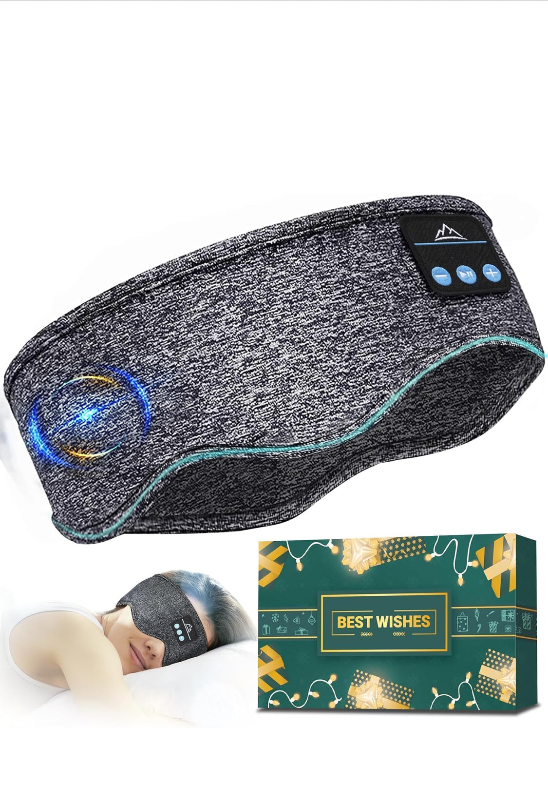 Bluetooth Sleep Headphones Headband - Wireless Music Sleep Mask witth HD Stereo Sound for Side Sleepers, Sports & Relaxation