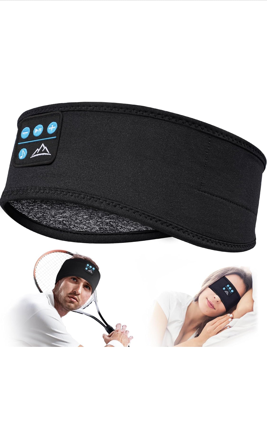 Bluetooth Sleep Headphones Headband - Wireless Music Sleep Mask witth HD Stereo Sound for Side Sleepers, Sports & Relaxation