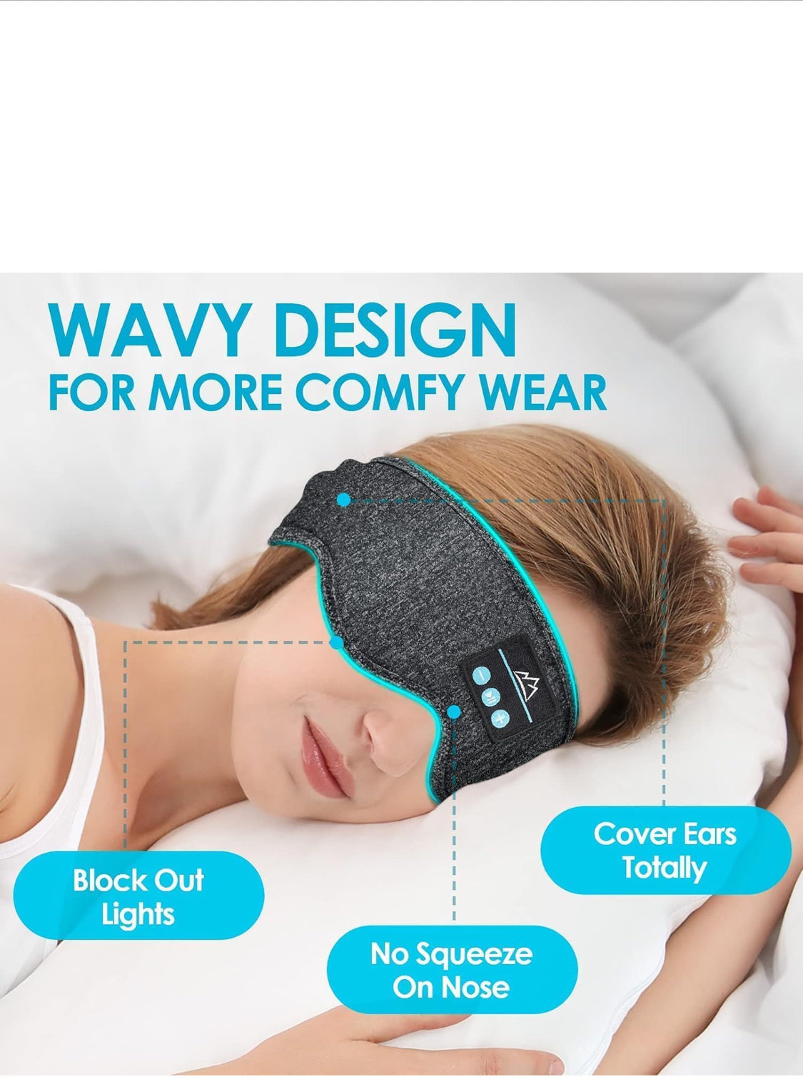 Bluetooth Sleep Headphones Headband - Wireless Music Sleep Mask witth HD Stereo Sound for Side Sleepers, Sports & Relaxation