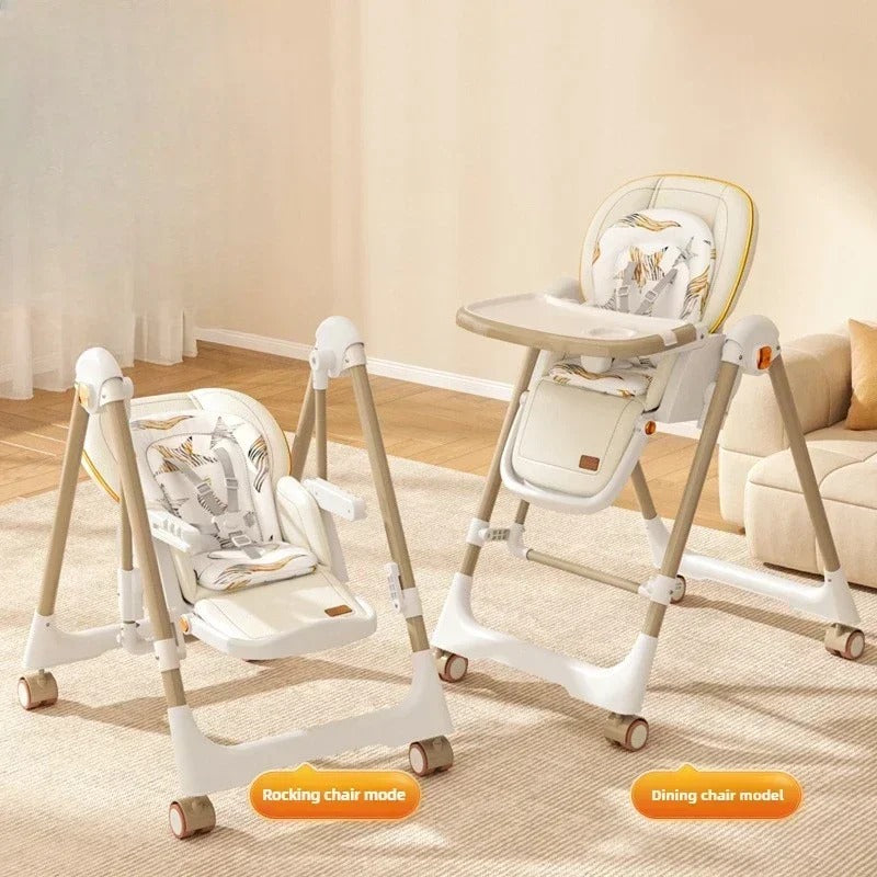 Foldable Children's Dining Chair 2 in 1 Baby Rocking Swing Growing Children's Dining Chair Suitable for 0-6 Years Old EU Stock