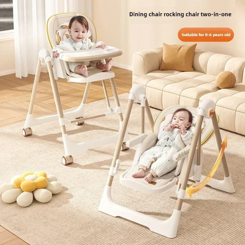 Foldable Children's Dining Chair 2 in 1 Baby Rocking Swing Growing Children's Dining Chair Suitable for 0-6 Years Old EU Stock