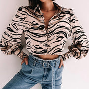 Animal print satin blouse shirt