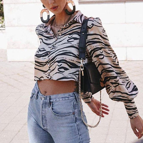 Animal print satin blouse shirt