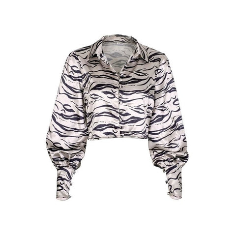 Animal print satin blouse shirt