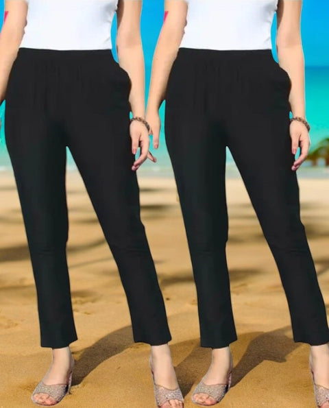 Women’s Slim Fit Ankle Length Pants (2 Pc)