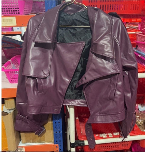 Lapel Leather Jacket Fashion Cropped Tops Streetwear For Womens