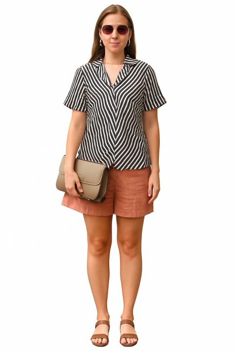 Women Top For Daily Wear-Black & White (Size-M) | D497