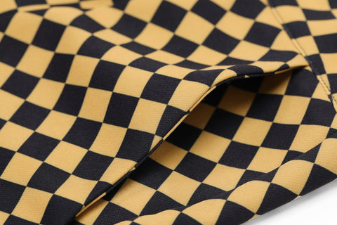 Yellow Plaid High Waist Casual Women Flare Pants Spring ELF British