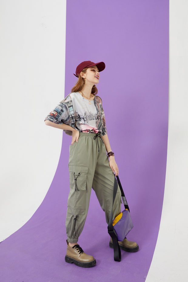 Solid High Waist Straight Casual Women Safari Pants Summer ELF