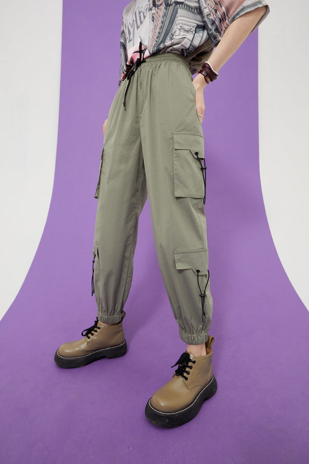 Solid High Waist Straight Casual Women Safari Pants Summer ELF