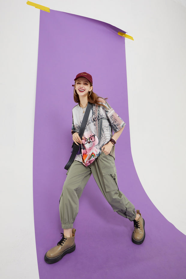 Solid High Waist Straight Casual Women Safari Pants Summer ELF