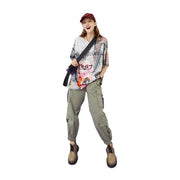 Solid High Waist Straight Casual Women Safari Pants Summer ELF